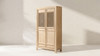 Arden 83" Tall Solid Reclaimed Pine Lattice 2-Door Bookcase Storage Cabinet, Heritage Light Natural Brown