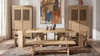 Arden 83" Tall Solid Reclaimed Pine Lattice 2-Door Bookcase Storage Cabinet, Heritage Light Natural Brown
