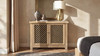Arden 51" Solid Reclaimed Pine Lattice 2-Door Accent Storage Cabinet, Heritage Light Natural Brown