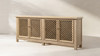 Arden 97" Extra Long 4-Door Reclaimed Pine Lattice Front Sideboard, Heritage Light Natural Brown