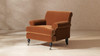 Alana 38" Lawson Accent Arm Chair Metal Casters, Burnt Orange