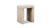Veda 20" Reclaimed Pine Wood Stacked Geometric Waterfall Side Table, Whitewashed Natural