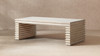 Veda 55" Reclaimed Pine Wood Stacked Geometric Waterfall Coffee Table, Whitewashed Natural