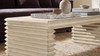 Veda 55" Reclaimed Pine Wood Stacked Geometric Waterfall Coffee Table, Whitewashed Natural