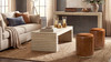 Veda 55" Reclaimed Pine Wood Stacked Geometric Waterfall Coffee Table, Whitewashed Natural