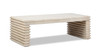 Veda 55" Reclaimed Pine Wood Stacked Geometric Waterfall Coffee Table, Whitewashed Natural