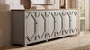 Colette 106" Extra Wide Reclaimed Pine Wood 6-Door Cabinet Sideboard, Antique Natural Brown & Antique Blue-Grey