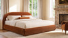 Archie Puffy Grounded Upholstered Platform Bed, King, Burnt Orange