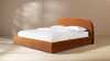 Archie Puffy Grounded Upholstered Platform Bed, King, Burnt Orange