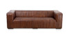 Benson 95" Modern Industrial Channel-Stitched Top-Grain Leather Tuxedo Sofa in Distressed Chestnut Brown