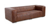 Benson 95" Modern Industrial Channel-Stitched Top-Grain Leather Tuxedo Sofa in Distressed Chestnut Brown
