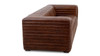 Benson 95" Modern Industrial Channel-Stitched Top-Grain Leather Tuxedo Sofa in Distressed Chestnut Brown