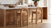 Penny Round Arched Fully Upholstered Counter Stool, Set of 2, Golden Rust Orange