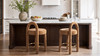 Penny Round Arched Fully Upholstered Counter Stool, Set of 2, Golden Rust Orange