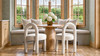 Penny Round Arched Fully Upholstered Dining Side Chair, Set of 2, Travertine Beige