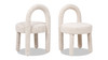 Penny Round Arched Fully Upholstered Dining Side Chair, Set of 2, Travertine Beige