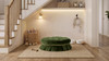 Roquefort 24.5" Round Tufted Performance Velvet Pet Bed with Box-Pleated Skirt, Olive Green