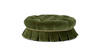 Roquefort 24.5" Round Tufted Performance Velvet Pet Bed with Box-Pleated Skirt, Olive Green