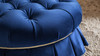 Roquefort 24.5" Round Tufted Velvet Pet Bed with Box-Pleated Skirt, Navy Blue