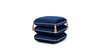 Arabella 19.5" Squared Upholstered Ottoman with Bullion Fringe, Navy Blue
