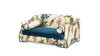 Paloma 35.5" Dog Sofa Bed, Medium, Satin Teal Blue & Floral