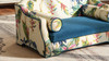 Paloma 35.5" Dog Sofa Bed, Medium, Satin Teal Blue & Floral