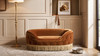 Monroe 33" Glam Tufted Performance Velvet Dog Sofa Bed with Decorative Fringe Trim, Burnt Orange