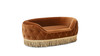 Monroe 33" Glam Tufted Performance Velvet Dog Sofa Bed with Decorative Fringe Trim, Burnt Orange