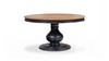 Winslow 60" Round Reclaimed Pine Pedestal Dining Table, Antique Natural Brown & Distressed Black