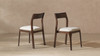 Bryson Reclaimed Pine Wood Dining Chairs, Set of 2, Soft Flax Light Beige Chenille