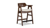 Hayes 26.5" Reclaimed Pine Upholstered Counter Stool with Arms, Dark Brown & Soft Flax Light Beige