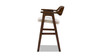 Hayes 26.5" Reclaimed Pine Upholstered Counter Stool with Arms, Dark Brown & Soft Flax Light Beige