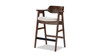 Hayes 29.5" Reclaimed Pine Upholstered Bar Stool with Arms, Dark Brown & Soft Flax Light Beige