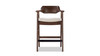 Hayes 29.5" Reclaimed Pine Upholstered Bar Stool with Arms, Dark Brown & Soft Flax Light Beige