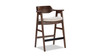 Hayes 29.5" Reclaimed Pine Upholstered Bar Stool with Arms, Dark Brown & Soft Flax Light Beige