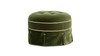 Maribel 24" Round Tufted Performance Velvet Ottoman with Skirted Base, Olive Green