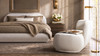 Archie Puffy Grounded Upholstered Platform Bed, King, Stone Light Beige Chenille