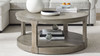 Langford 40" Rustic Round 2-Tier Pine Wood Coffee Table with Lower Shelf, Weathered Light Natural