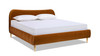 Roman Curved Headboard Upholstered Platform Bed, King, Burnt Orange
