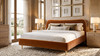 Roman Curved Headboard Upholstered Platform Bed, King, Burnt Orange