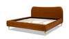 Roman Curved Headboard Upholstered Platform Bed, King, Burnt Orange