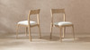 Bryson Reclaimed Pine Wood Dining Chairs, Set of 2, Light Natural & Soft Flax Light Beige Chenille