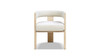 Wren 23" Reclaimed Pine Upholstered Dining Arm Chair with Curved Back, Light Natural & Soft Flax Light Beige Chenille