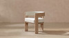 Wren 23" Reclaimed Pine Upholstered Dining Arm Chair with Curved Back, Natural Brown & Soft Flax Light Beige Chenille
