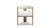 Wren 23" Reclaimed Pine Upholstered Dining Arm Chair with Curved Back, Natural Brown & Soft Flax Light Beige Chenille
