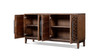 Koa 72" Reclaimed Pine Sideboard with Handwoven-Inspired Wood Doors, Java Brown