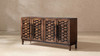 Koa 72" Reclaimed Pine Sideboard with Handwoven-Inspired Wood Doors, Java Brown