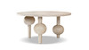 Odette 60" Round Reclaimed Pine Sculptural Dining Table, Whitewashed Natural
