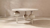 Odette 60" Round Reclaimed Pine Sculptural Dining Table, Whitewashed Natural