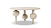 Odette 60" Round Reclaimed Pine Sculptural Dining Table, Whitewashed Natural